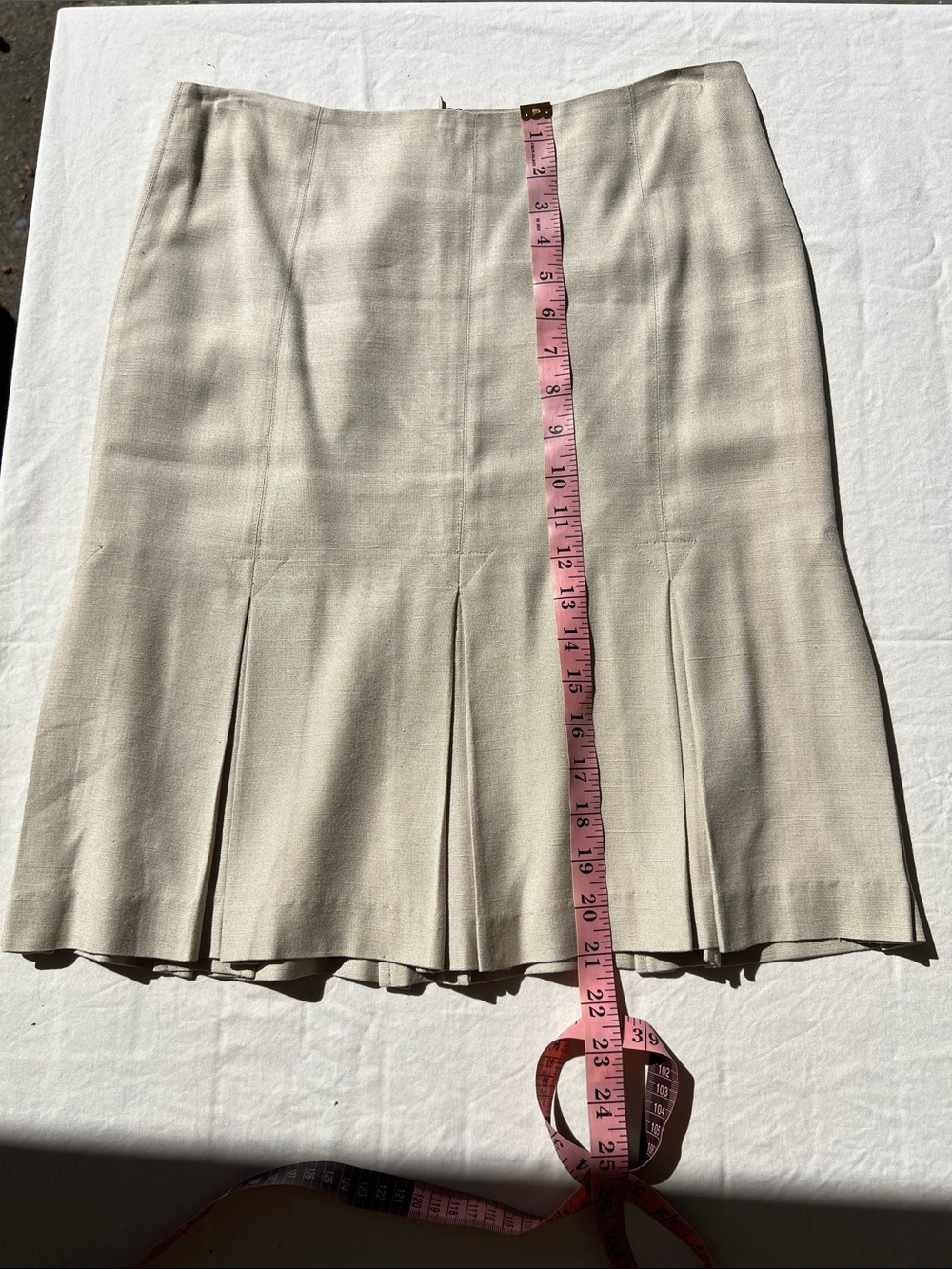 Vintage Searle Champagne Silk/Linen Look Pleated Skirt Minimalist - Picture 10 of 10